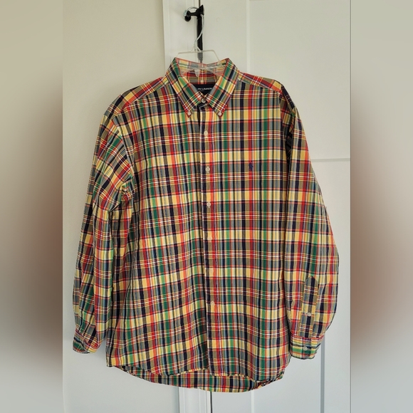 Ralph Lauren Golf Shirt Button Up Long Sleeve Colorful Multicolor Plaid … - Picture 4 of 10